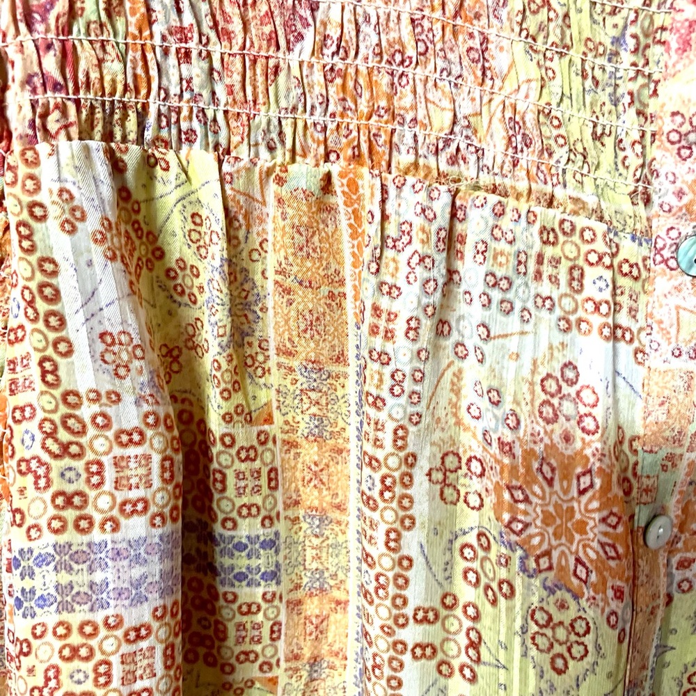 Rose + Olive boho sheered flowy button down long sleeve peasant top #40A - Picture 3 of 5